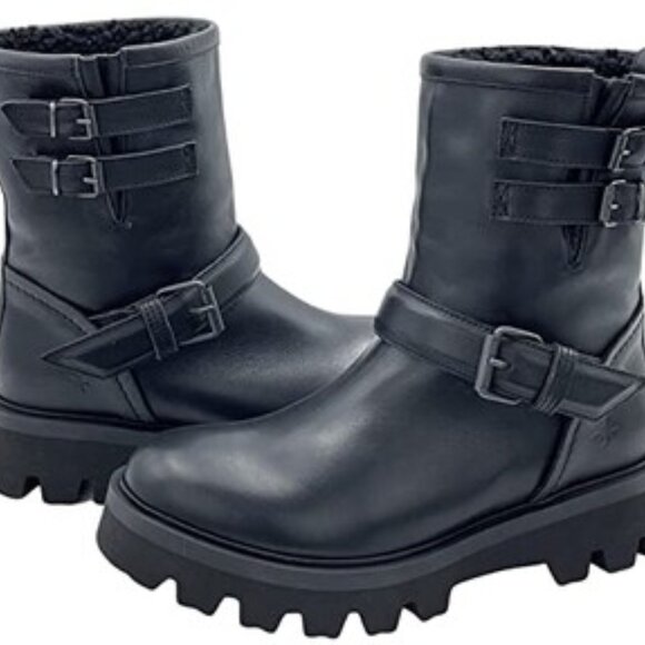 NWOT Ross & Snow Lucky Waterproof Black Leather Moto/Combat Ankle Boots - Size 7 - Picture 2 of 5